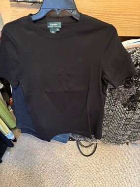 Lauren Ralph Lauren Black Short-Sleeve Crew Tee with Subtle Logo